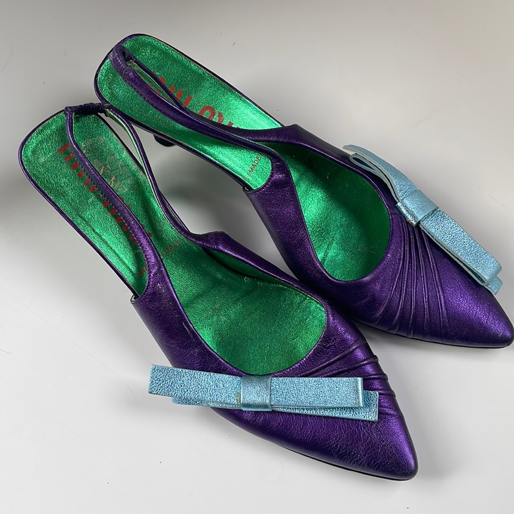 Miu Miu metallic sling back kitten heels size 38.5